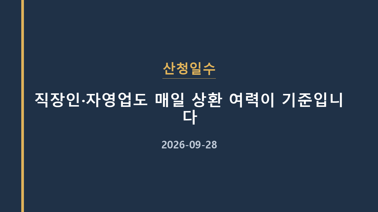 산청일수 직장인·자영업도 매일 상환 여력이 기준입니다