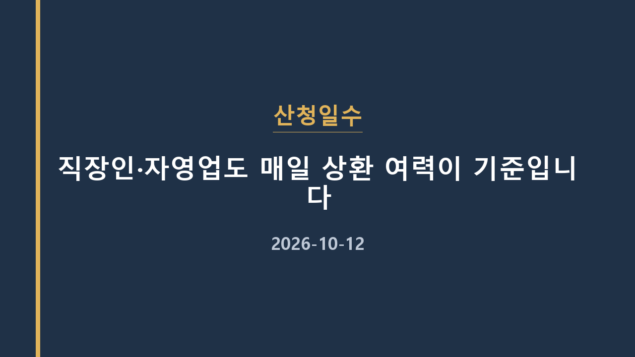산청일수 직장인·자영업도 매일 상환 여력이 기준입니다